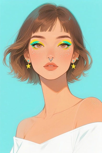 Free ai generated bold makeup colorful eyeliner illustration