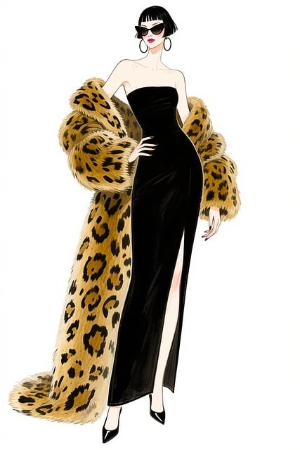 Free fashion illustration leopard print jacket golden accessories illustration