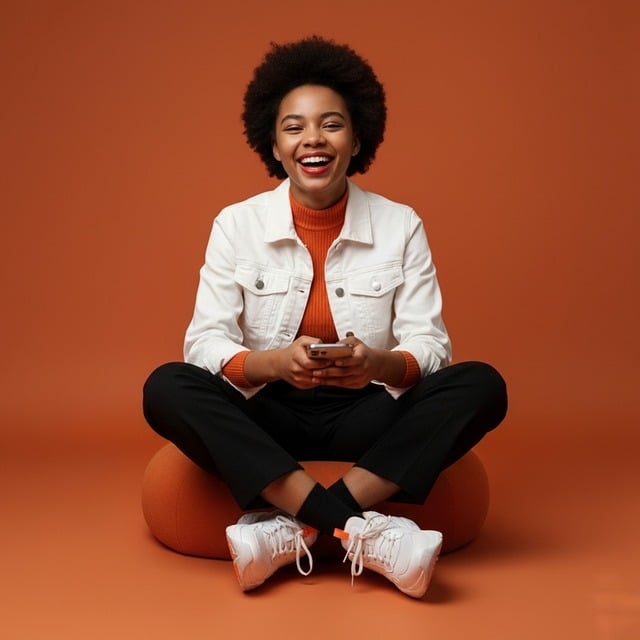 Free orange shirt outfit studio style young beauty illustration