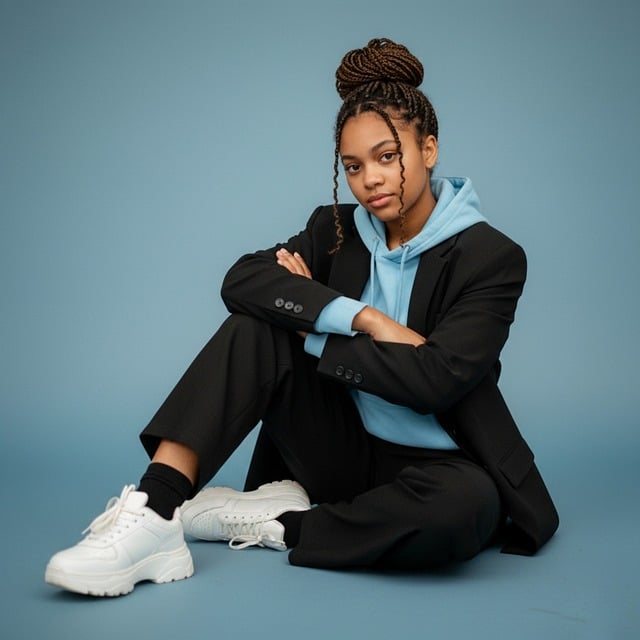 Free sky blue hoodie blue hood blazer fashion illustration