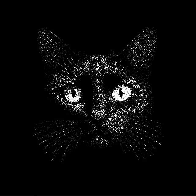 Free black cat cat illustration stippling drawing illustration