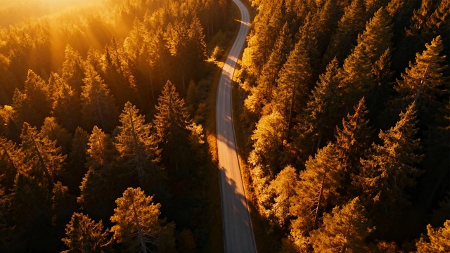 Free forest road golden forest autumn canopy illustration