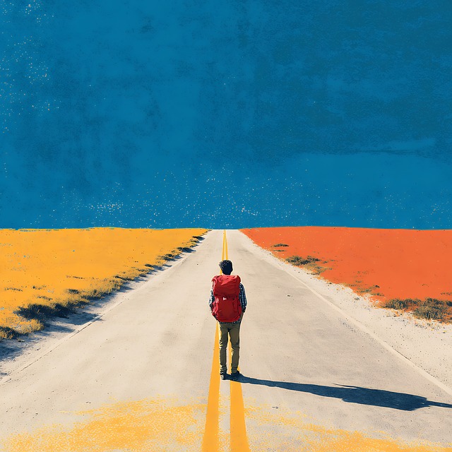 Free ai generated man road illustration