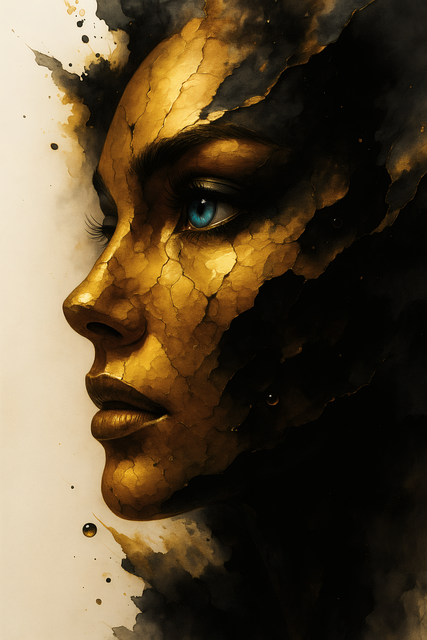 Free Gold Portrait Cracked Skin illustration and picture