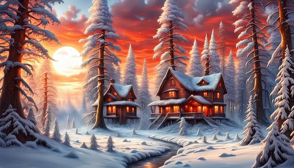 Landskab, Natur, Skov, Træ, Vinter, Sne