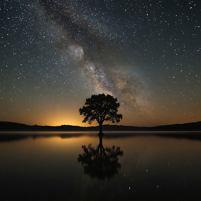 Free Lake Nightscape illustration and picture