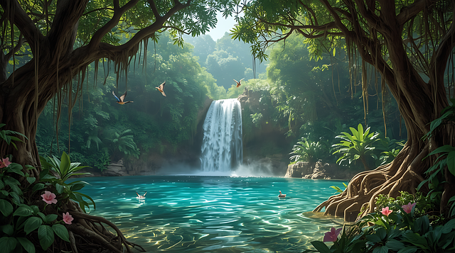 Free Waterfall Landscape illustration and picture