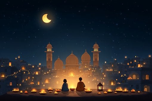 Diwali, Festival, Indický, Svítilna