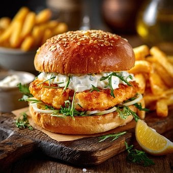 Rybí Burger, Hamburger, Jídlo, Ryba