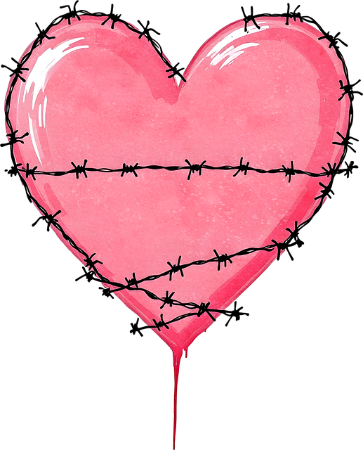 Free barbed wire heart pink illustration