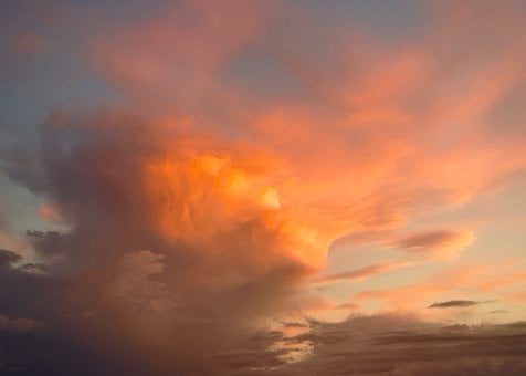 Solnedgang, Skyer, Cumulus, Orange