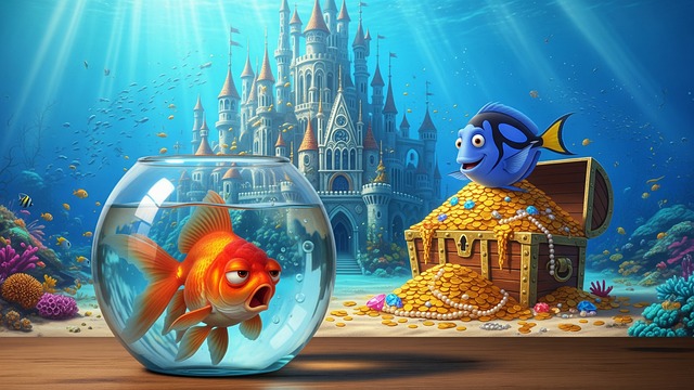 Free goldfish fishbowl bored illustration