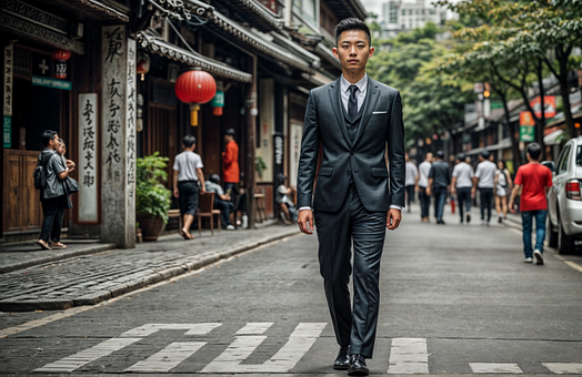 Free Japanese In Suit Man In Street illustration and picture