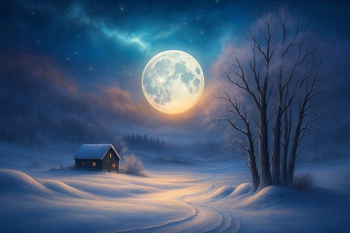 Winter, Schnee, Natur, Kalt, Baum, Mond
