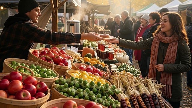 Free ai generated farmers market autumn illustration