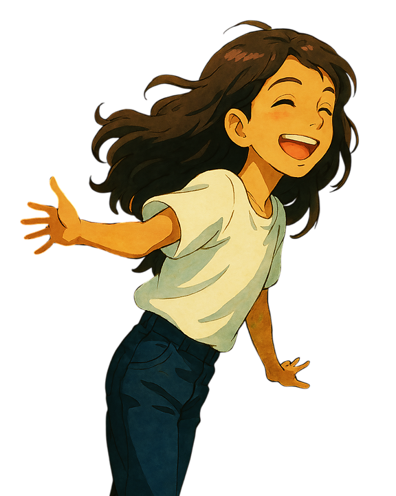 Download Happy Girl Illustration, Anime Style Child, Joyful Expression ...