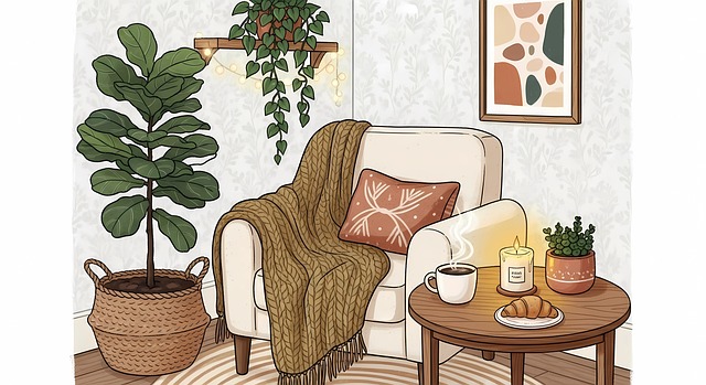 Kaffee, Gemütlich, Ecke, Pflanzen