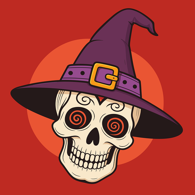 Free halloween witch hat sugar skull vector