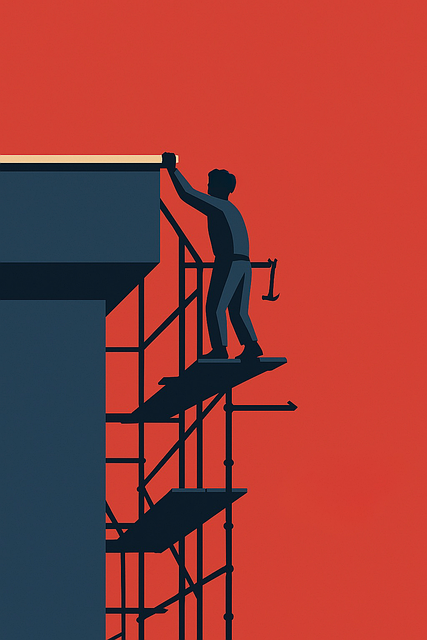 Free construction worker scaffolding safety illustration