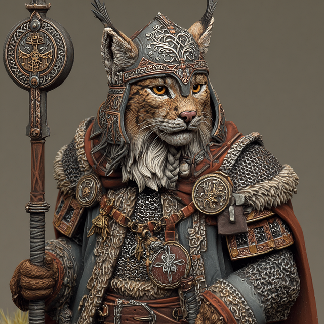 Free lynx cat warrior illustration