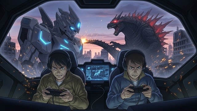 Free mecha giant robot kaiju illustration