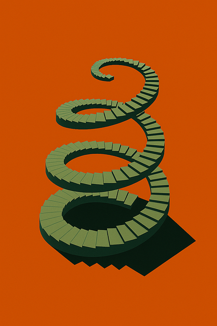 Free spiral staircase infinity stairs surreal architecture illustration