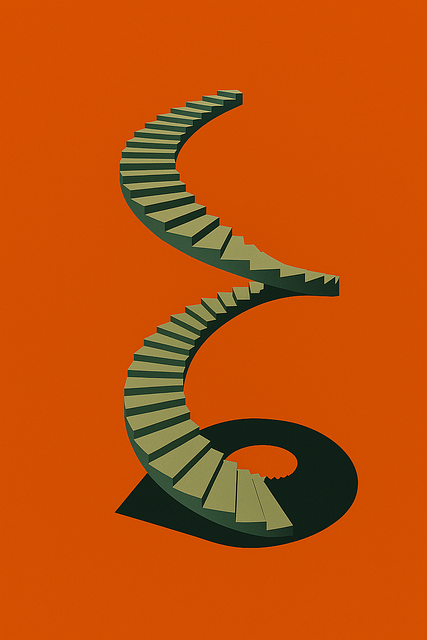 Free spiral staircase infinity stairs surreal architecture illustration