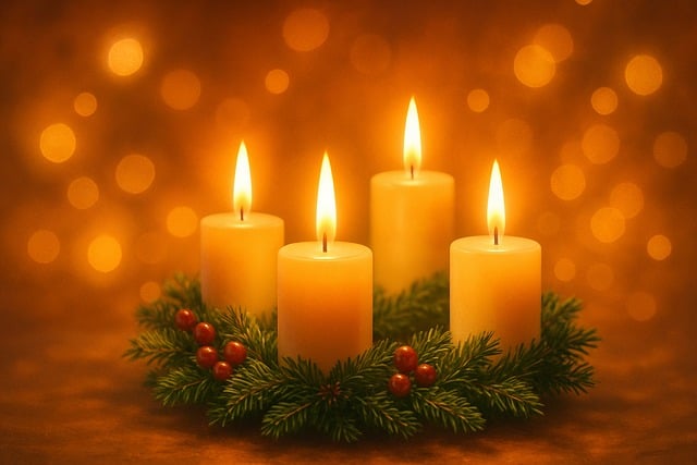 Free advent candles glowing illustration