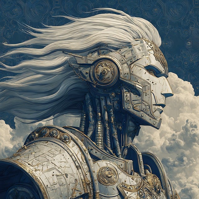 Free steampunk cyborg robot illustration