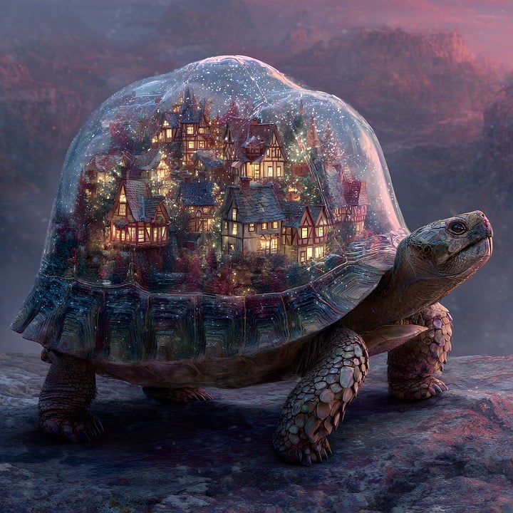 Fantasy Riding Turtle Download Turtle, Fantasy, City. Royalty-Free Stock Illustration Image ...