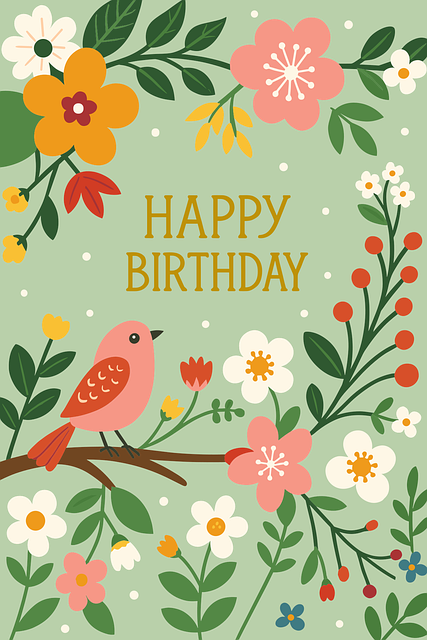 Free happy birthday birthday card floral design vector