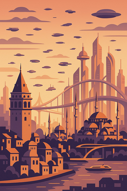 Free istanbul 2200 future city illustration