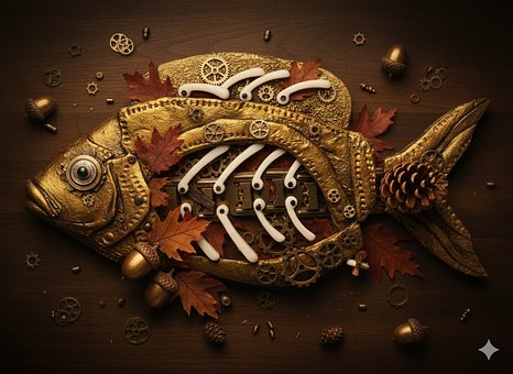 Peixe Steampunk, Escultura Metálica