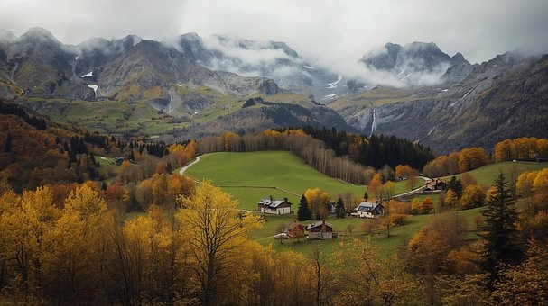 Free Autumn In Alps Alpine Valley illustration and picture