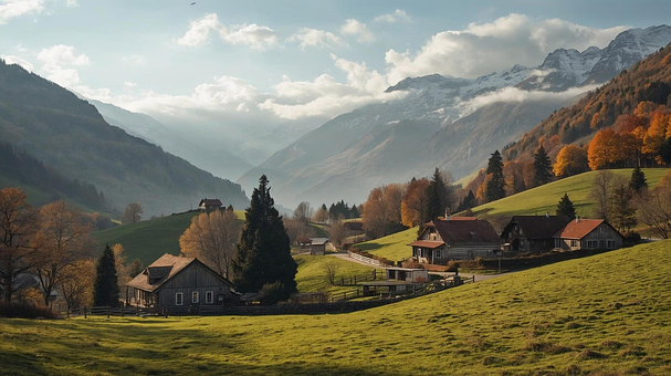 Free Autumn Colors Mountains And Fields illustration and picture
