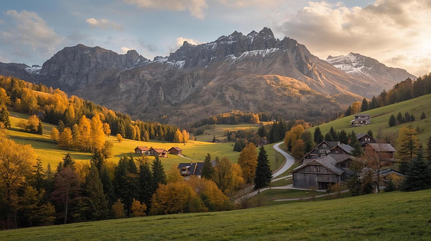 Free Mountains Autumn Valley illustration and picture
