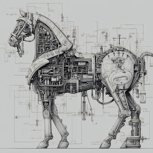 Free horse mechanical steampunk illustration