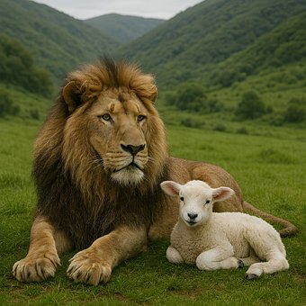Free Lion And The Lamb Lion illustration and picture