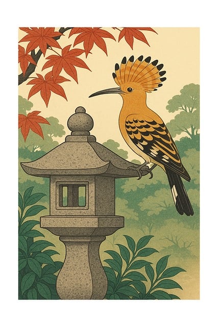 Download free HD stock image of Hoopoe Autumn Free hoopoe autumn japanese art vector