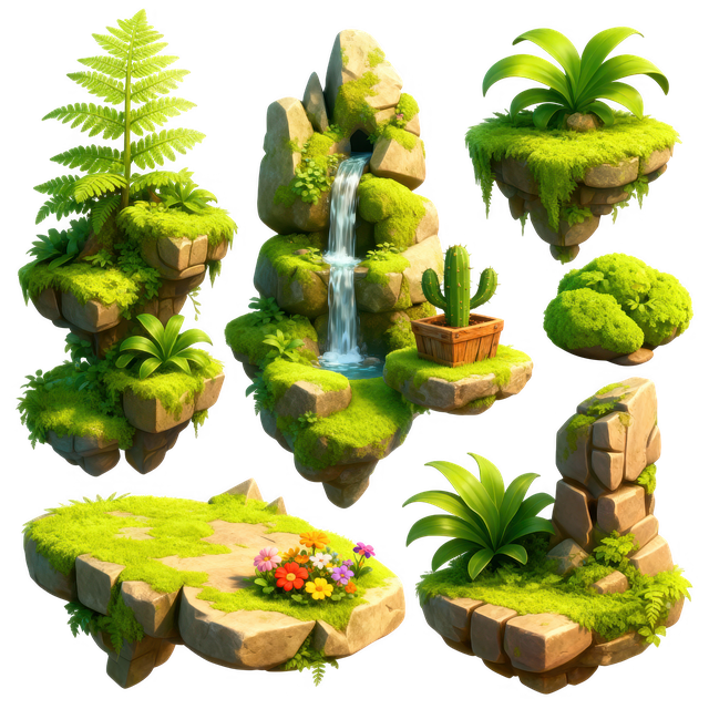 Free floating island fantasy landscape game asset illustration