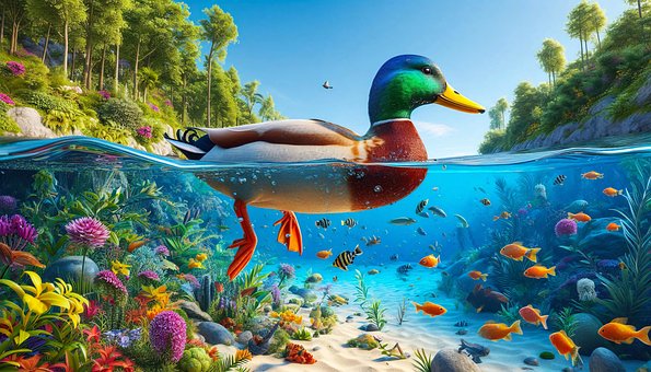Pato, Natação, Verão, Pássaro, Animal