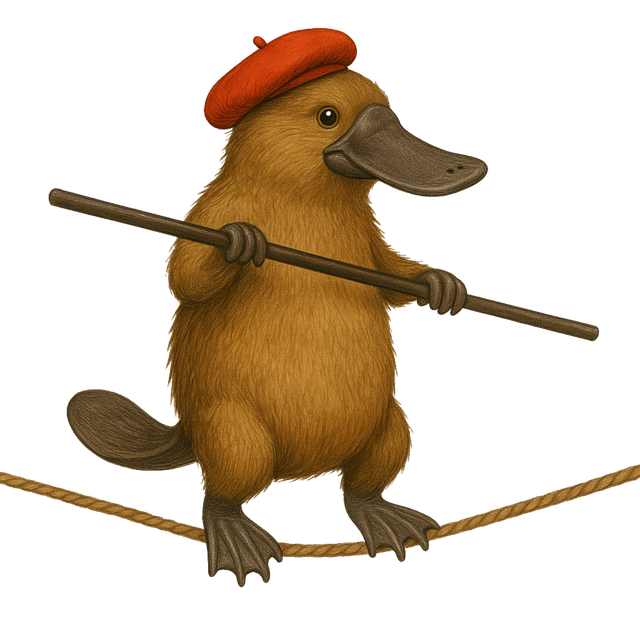 Free tightrope walker platypus illustration