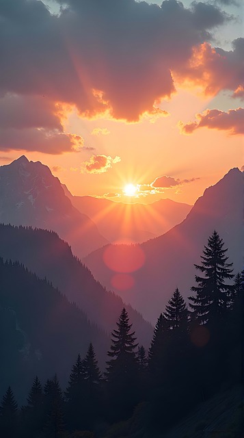 Free Mountain Sunrise Wallpaper illustration and picture