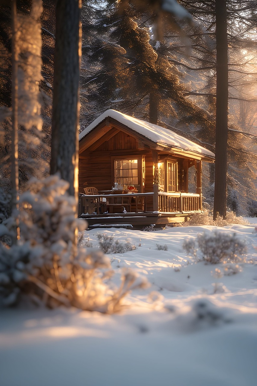 Download free HD stock image of Winter Cabin Wallpaper Free winter cabin wallpaper snowy landscape image winter illustration