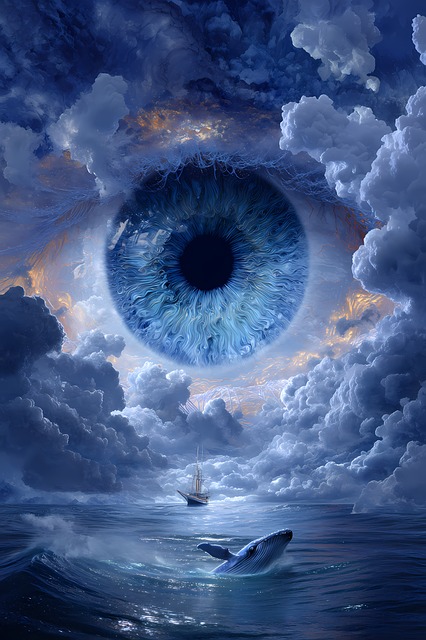 Free Giant Eye Surreal Seascape illustration and picture