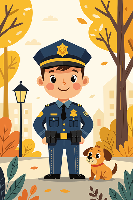 Free police officer boy nature vector