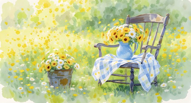 Free Chair Flowers photo and picture
