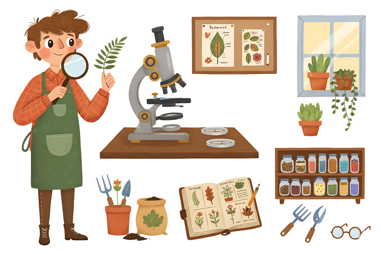 Download free HD stock image of Botanist Scientist Free botanist scientist microscope illustration