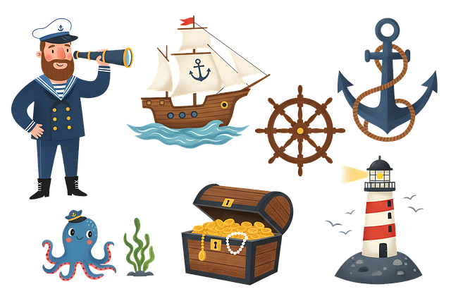 Free sailor captain ship illustration