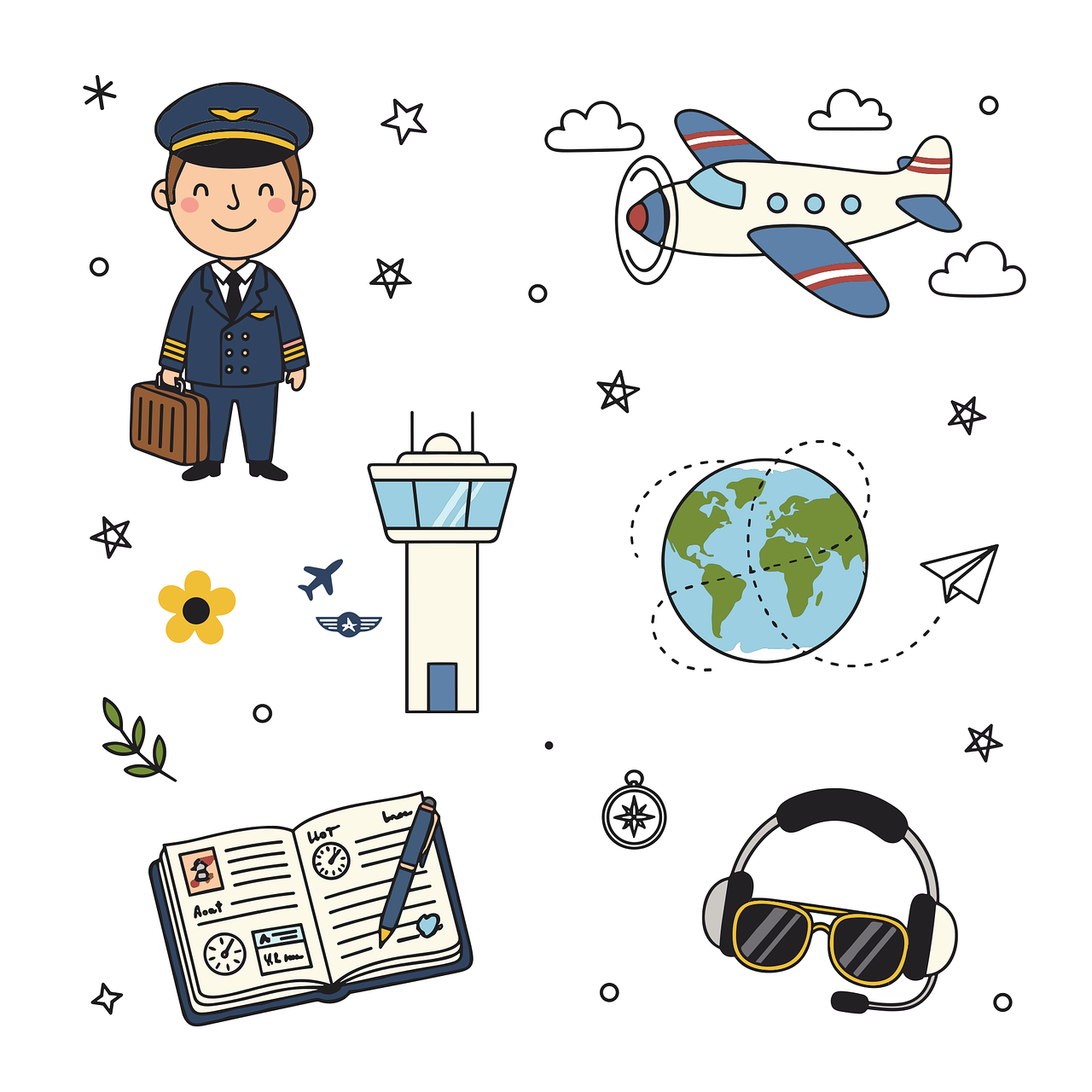 Free pilot airplane aviation vector